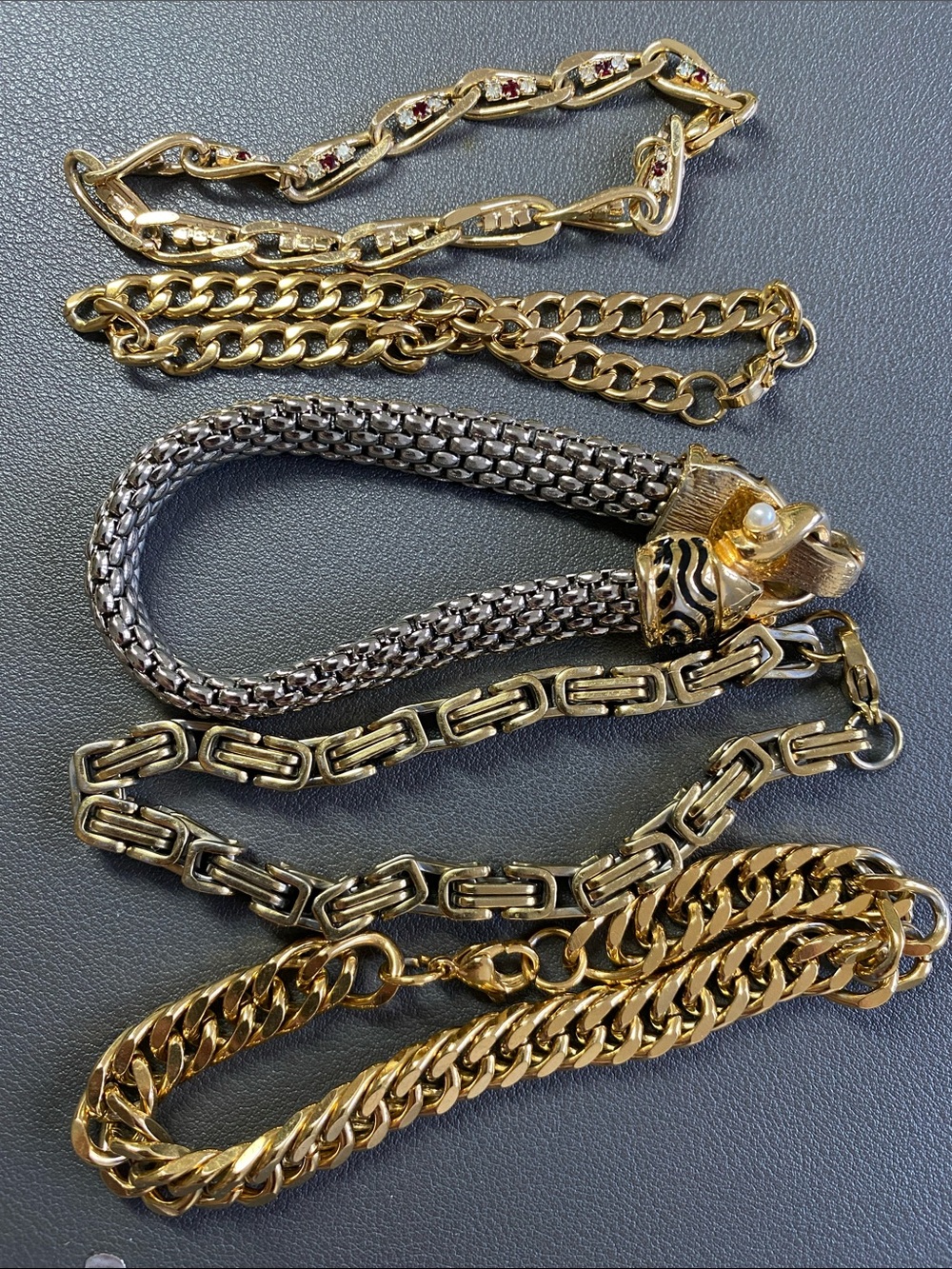 5 men's or big lady's bracelet Mixed Gold & Silver bracelets